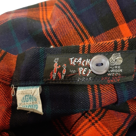 Vintage Little Girls Teacher's Pet 100% Wool Plaid Skirt Made in Canada - Picture 4 of 5